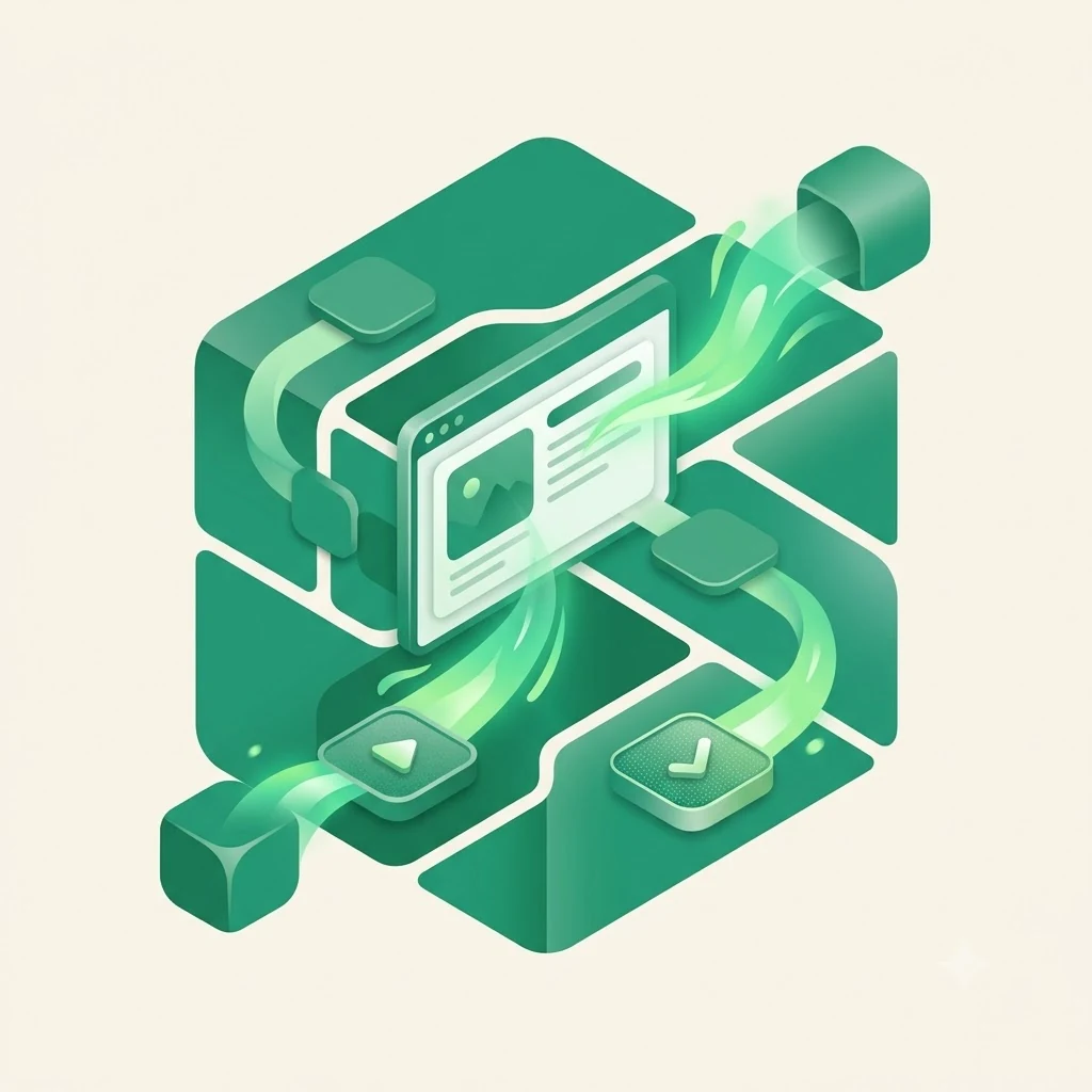 Emblème Ulearn : plaque crème et flux de progression apprenant, teintée du vert Ulearn.