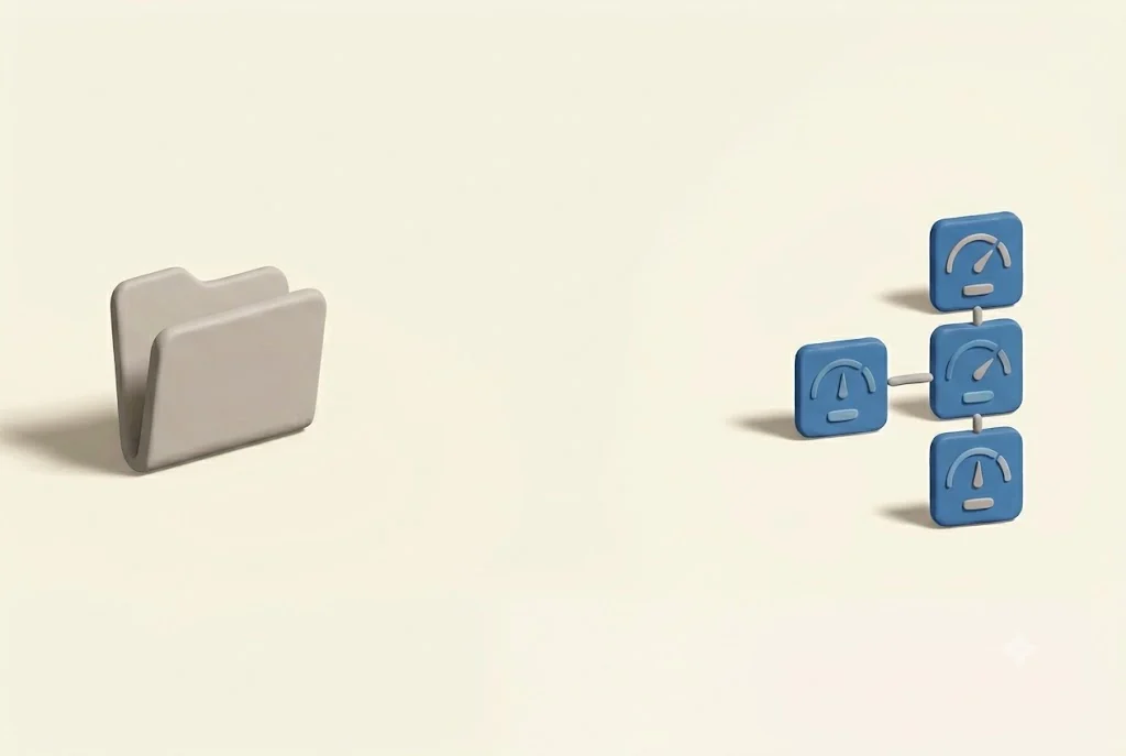 Diptyque : un classeur Qualiopi tenu à la main, à côté des indicateurs alimentés automatiquement par l'usage.